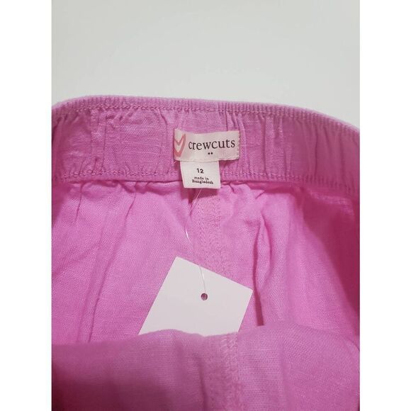Crewcuts Girls Ruffle Hem Solid Pink Linen Blend Pull On Shorts Summer Vacation - Picture 3 of 5